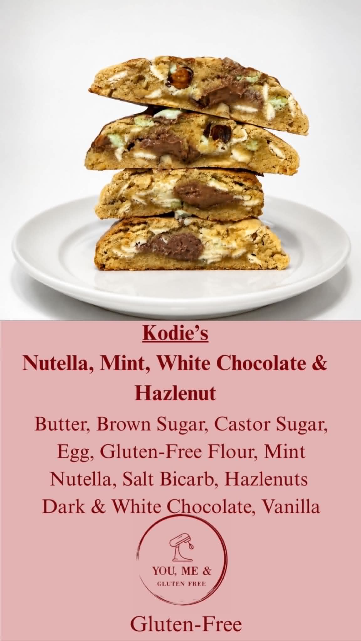 Kodie's Nutella, Mint, White Chocolate & Hazlenut Cookies - 6 Pack - Image 2